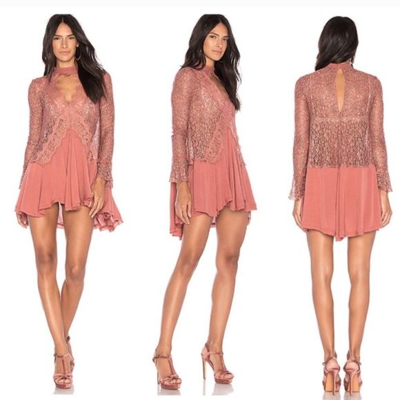 NWT Free People Lace Secret Origins Tunic Dusty Mauve size XS - Picture 1 of 13